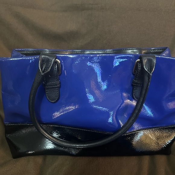Blue/Black Paten Leather Bag - Picture 3 of 3